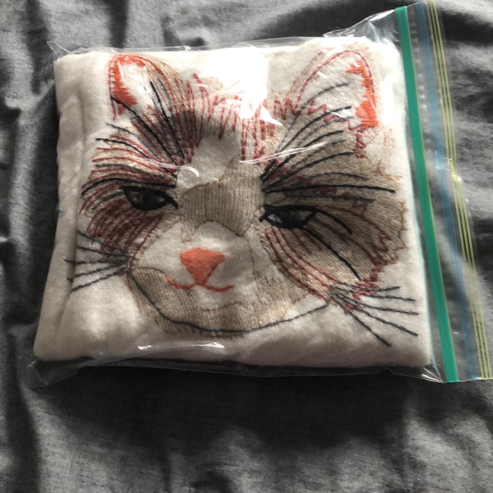 Anthropologie Cream Sweater with Cat Face Embroidery - Picture 8 of 8